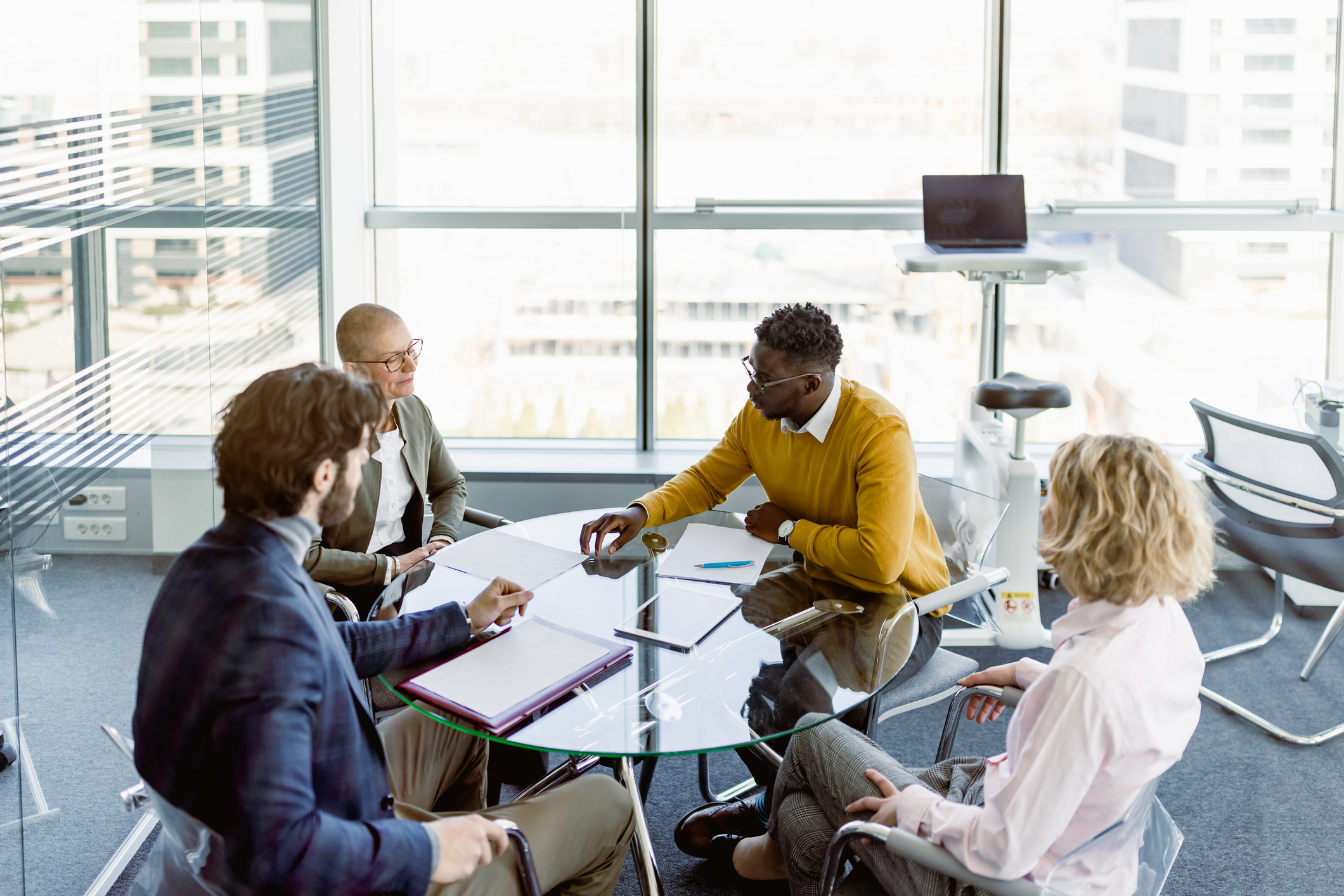 Small business meeting in a modern office.