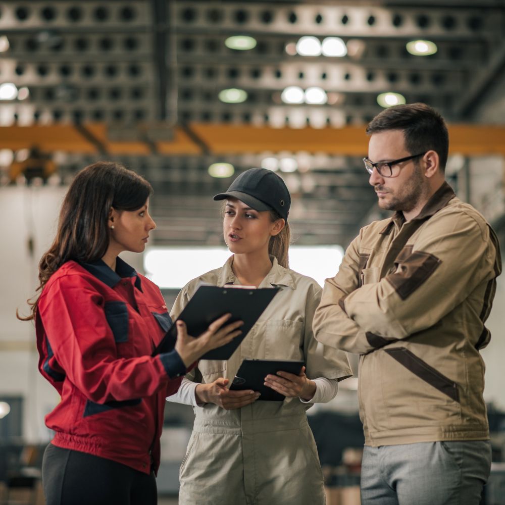 Workers receiving professional safety management training.