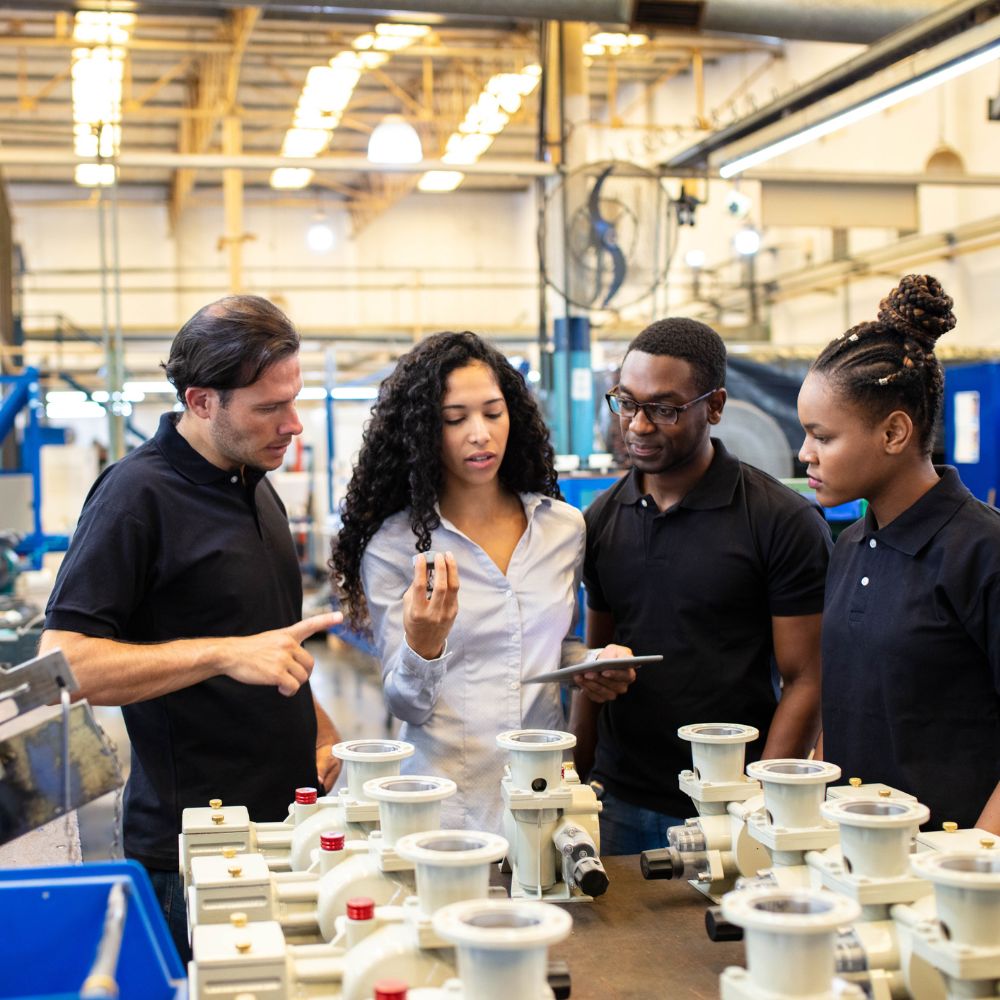Factory workers training.