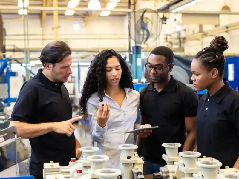 Factory workers training.